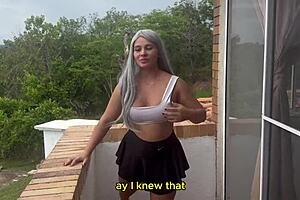 Colombian MILF Karen Sleent fucks her young neighbor in her husband's bed?