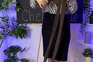 Hot Damn! Sexy Mature Dances in Sheer Brown Pantyhose!