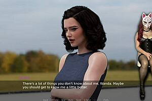 Ms. Denvers in costumes plays game with big tits and feet