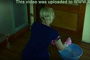 Mrs lazinski plays a naive mature maid in this submissive couple scene