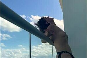 Mexican milf enjoys strap on love in Cancun