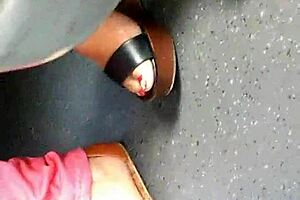 Mature Feet In Candid Wedges And Sandals.