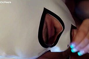 milf in pantyhose and high heels with perfect tits and big ass gives blowjob ending in cum in mouth!