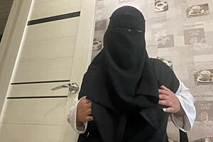 Syrian milf teases in panties while stroking her wet pussy solo