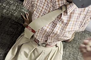 Step daddy plays with her small tits after school in homemade video