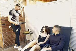 Mary Rock in threesome with boyfriend and waiter 😏