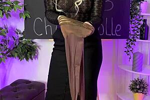 Sexy MILF Wears Coffee Color Stockings At Club