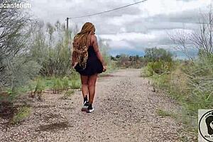 ebony girl with big ass and tits out walking upskirt in sneakers and converse