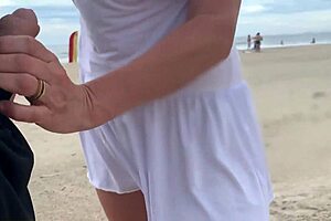 Busty Stranger Milf Gives Handjob To Big Cock In Public POV, Leading To Cumshot.