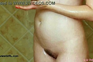 Enchanting brunette beauty took a shower after photoshoot