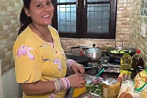 Sex in the kitchen turns hardcore with husband's wild thrust