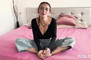 Putalocura catches tattooed Spanish Malafalda getting a dirty creampie.