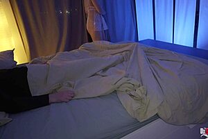 Stepmom sneaks into stepson's bedroom to secretly suck him off and swallows his cum?