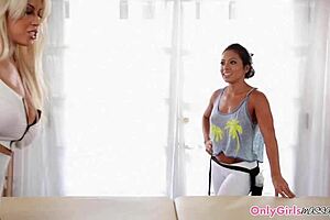 hugetits babe says, 'let's trib with that young masseuse'