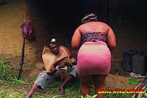 Stepmother strips naked and gets her hairy wet pussy roughly creampied after bush hunting