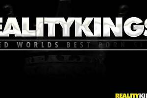 Blonde in FISHNETS and HEELS SUCKS COCK in reality show