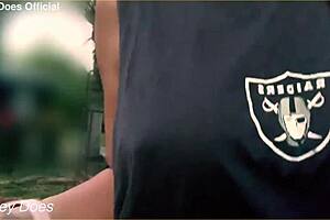 Wife dares to flash on the street.