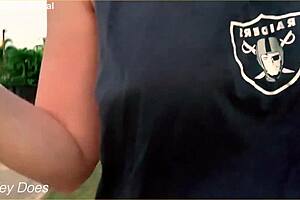 Wife dares to flash on the street.