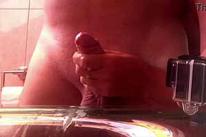 Hand Job From Behind: Two Camera Views. German Amateur Couple In Bathroom Neighbors Watch.