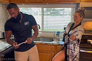 Stepmom seduces plumber in fitness attire