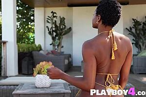 big butt ebony girl nicole kitt posing in sexy bikini and showing off her body