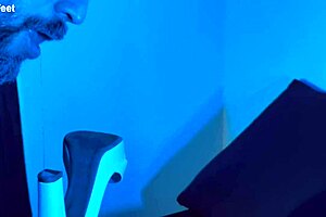 She passionately gives footjobs with her big natural tits.