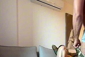 The naughty neighbor says, 'I give good with big natural tits and slaps.'