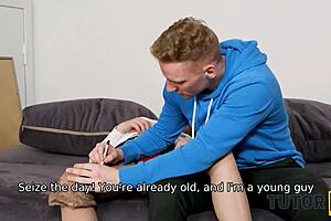 the brunette teacher feels so horny for the new stud, she can't resist having sex with him