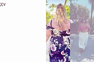 fat blonde bbw milf casually plays with her ass and pussy, showing off those big tits in a relaxed trailer vibe