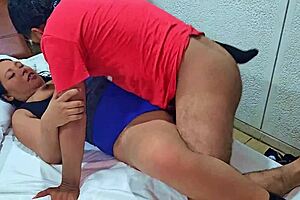 I pay the bill collector with my body since my husband left no money. Suck his cock and fuck in the family bed.