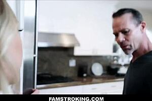 Famstroking - hot blonde teen 18+ stepdaughter SEDUCES her stepdad and they have family time next to stepmom - Adira Allure Filthy Rich Audrey Miles