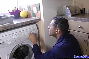 English milf getting her pipe fitted by cheeky plumber?