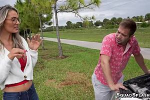 I watch Nicky Rebel pound Mandy Rhea's big tits