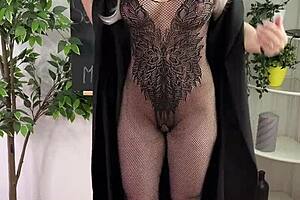 Sexual wellness bdsm session with fat ass teacher in glasses and see-through outfit. Beautiful big ass and shoes on display.