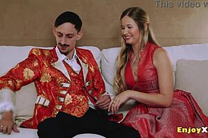 Light-Haired Girl in Tights Cherishes Cock-Sucking Session!