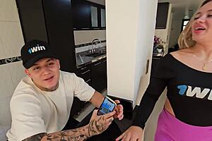 Colombian blonde milf sucks dick in homemade pov