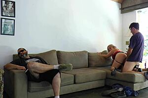 I'm fucking my friend right next to my cuckold husband