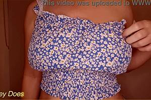 Hot milf licks her own nipples!