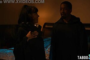 Busty latina milf wife fucks her husband's big black cock in taboo interracial action