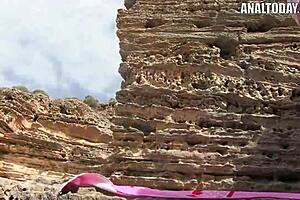 Anal creampie outdoors on our wild holiday