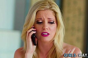 Hot blonde milf's small tits intensely licked