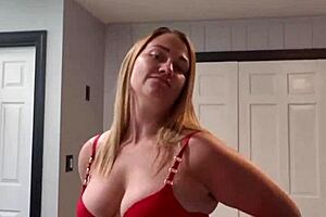 Wife Strips Sensually to Music While Teasing Her Big Tits and Curvy Ass