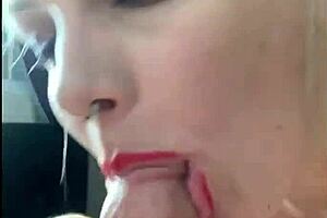 Moan loudly while sucking dick with sloppy blowjob!