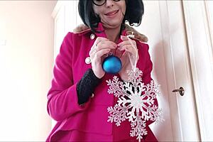 stepmom, find your christmas gift under the tree with toys and gaping