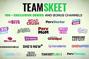 Watch stepmom Becky Bandini have a day of pleasure with group creampie and blowjob