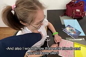 lustful student passes the exam with teacher help