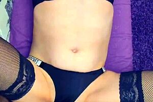 A private home video captures my wife in stockings.