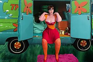 granny velma dinkley in cosplay giving superior cocksucking. can you handle this gilf?