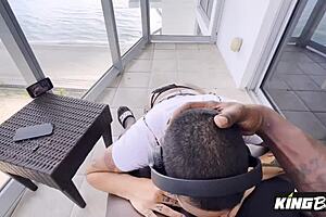 Gia Lovely's juicy ass bounces on Louie's big cock in close-up.