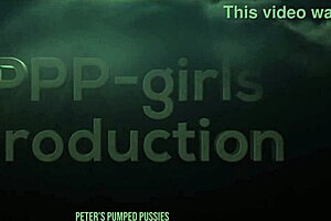 Huge pumped lips and gaping pussy on display with big tits